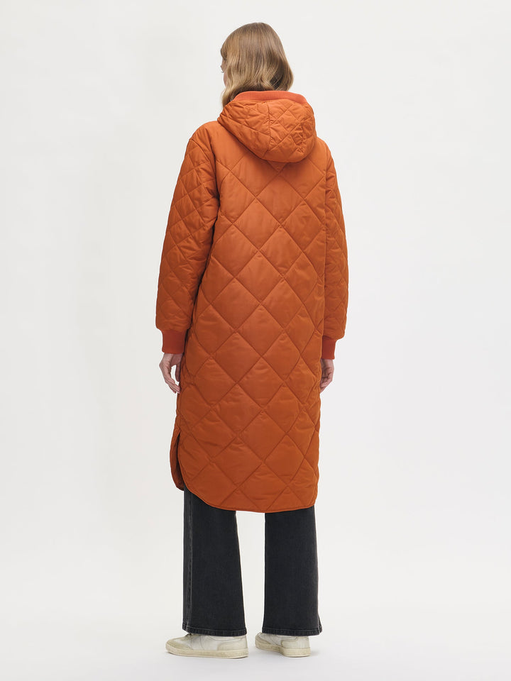 Rebecca | Women’s long quilted hooded coat with light padding