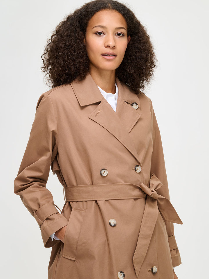 Arianna | Women’s classic belted trench coat with turn-down collar