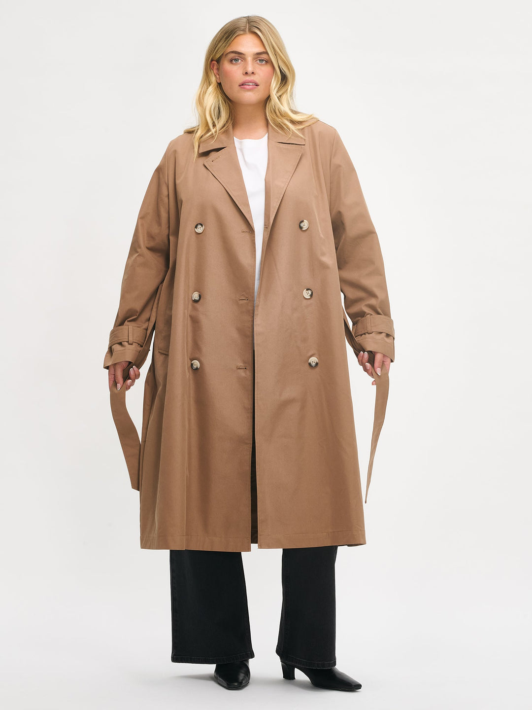 Arianna | Women’s classic belted trench coat with turn-down collar