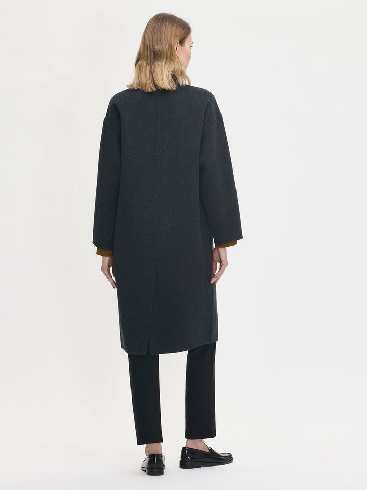 Sheryl | Women’s long wool blend coat with stand collar