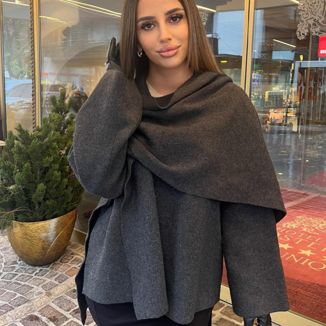 Nori | Women’s cape coat with asymmetrical cut and minimalist design