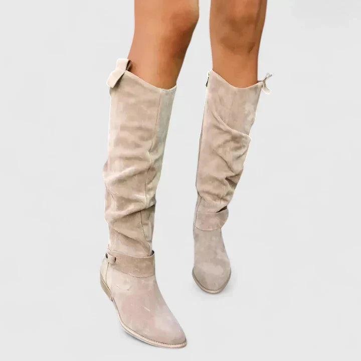 Sasha | Women’s knee-high boots with slouchy shaft and low stacked heel
