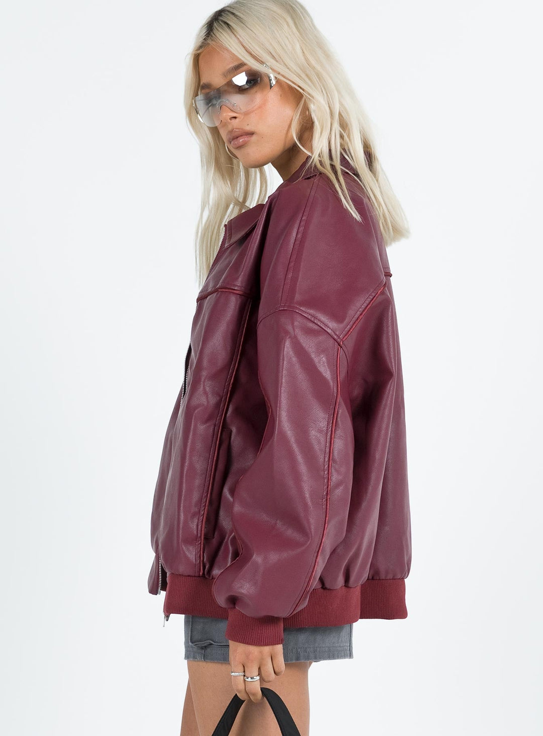 Lovee | Women’s oversized faux leather bomber jacket