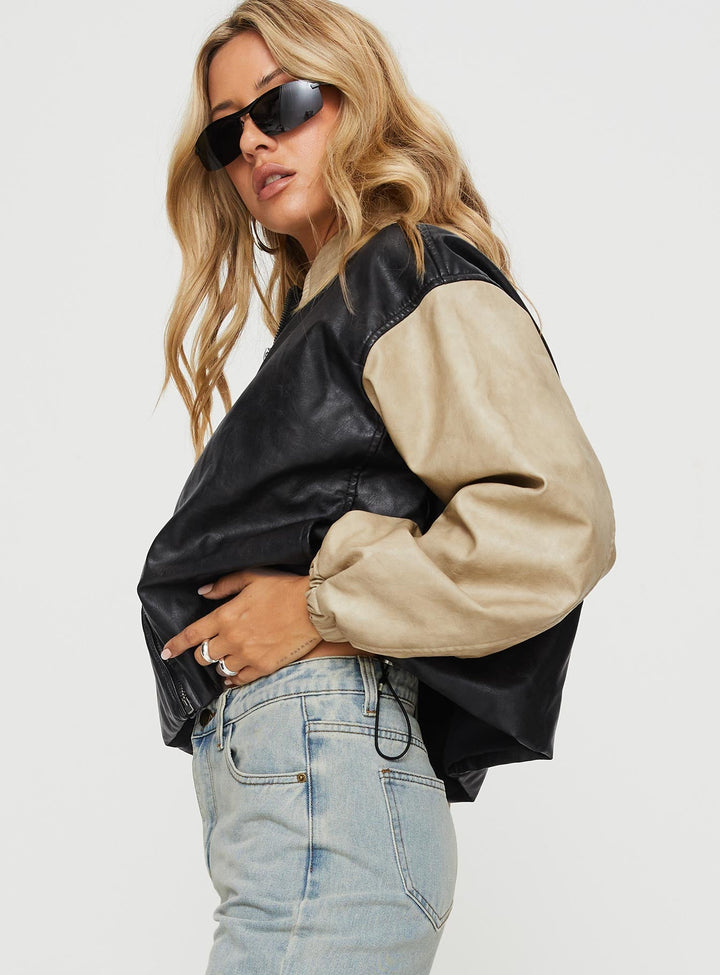 Jamilla | Women’s two-tone faux leather bomber jacket