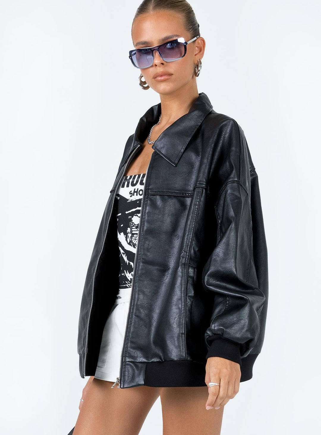 Letisha | Women’s faux leather oversized bomber jacket