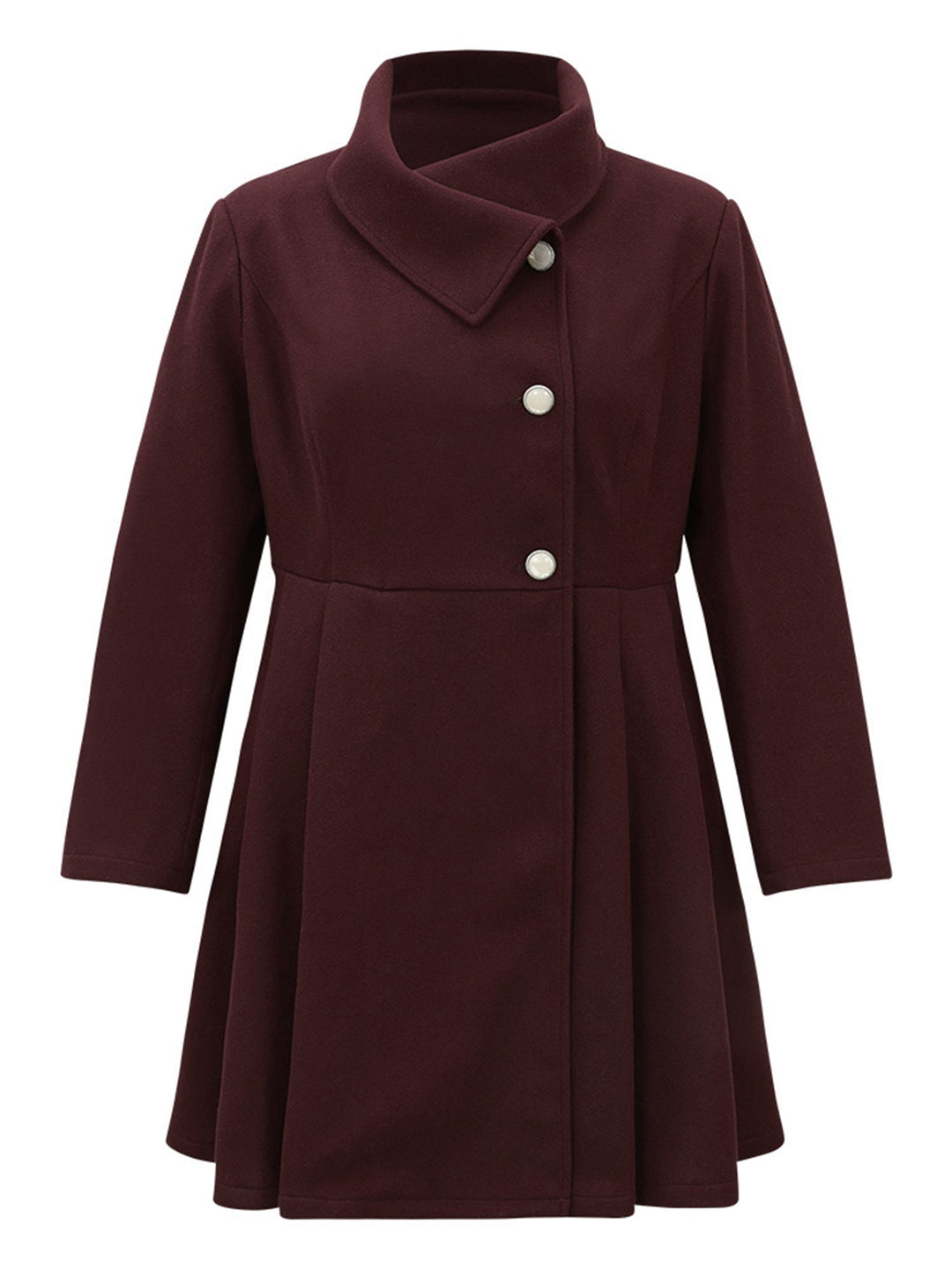 Waverly | Women’s plain button up pocket asymmetrical lapel collar coat
