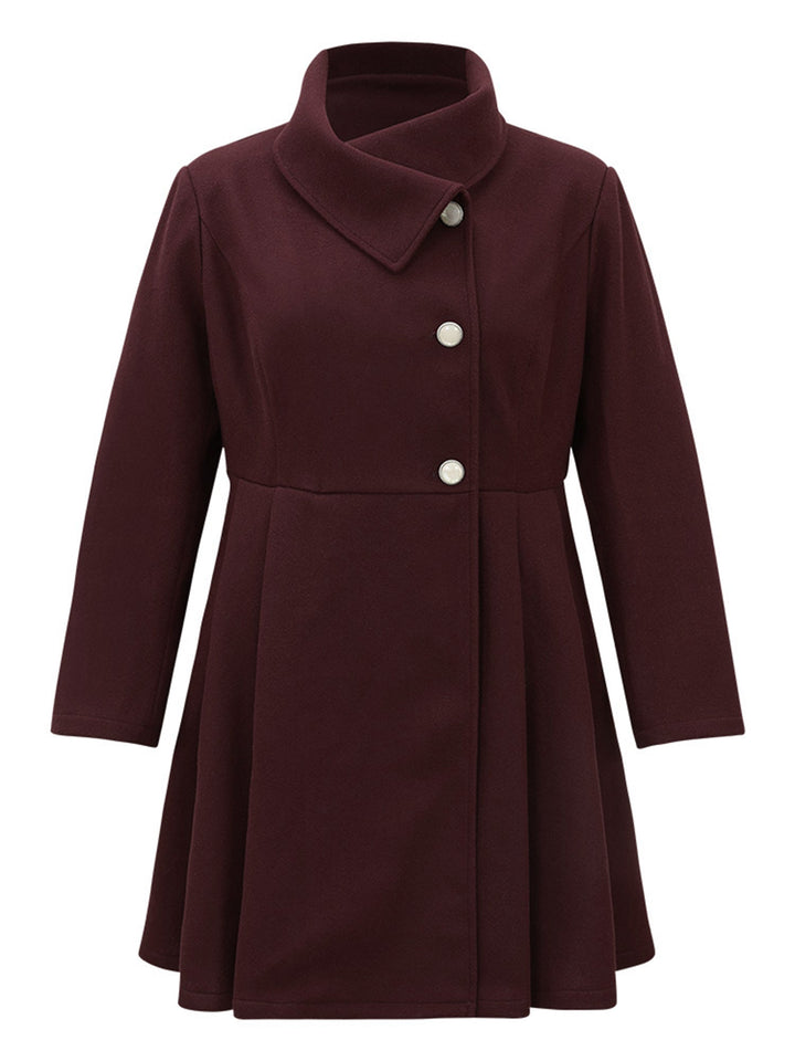Waverly | Women’s plain button up pocket asymmetrical lapel collar coat