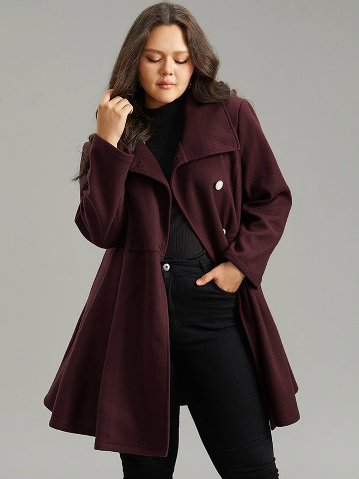 Waverly | Women’s plain button up pocket asymmetrical lapel collar coat