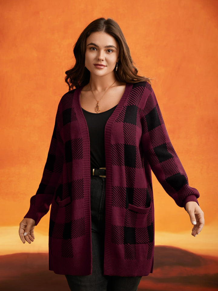 Cynthia | Women’s plaid open-front knit cardigan