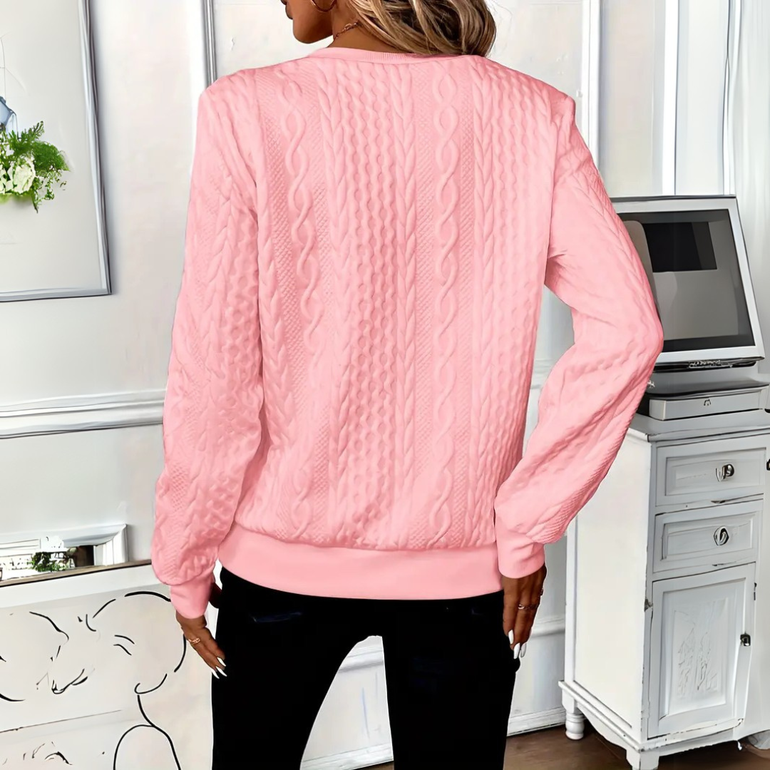 Cindy | Women’s knitted sweater with cable pattern and zip detail