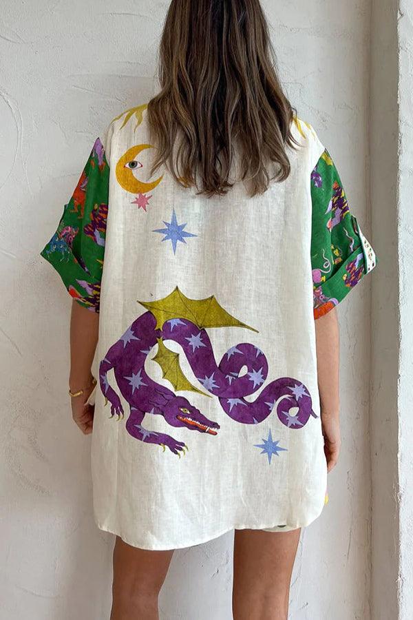 Deia | Women’s short-sleeve linen-blend set with elastic waist and collar detail