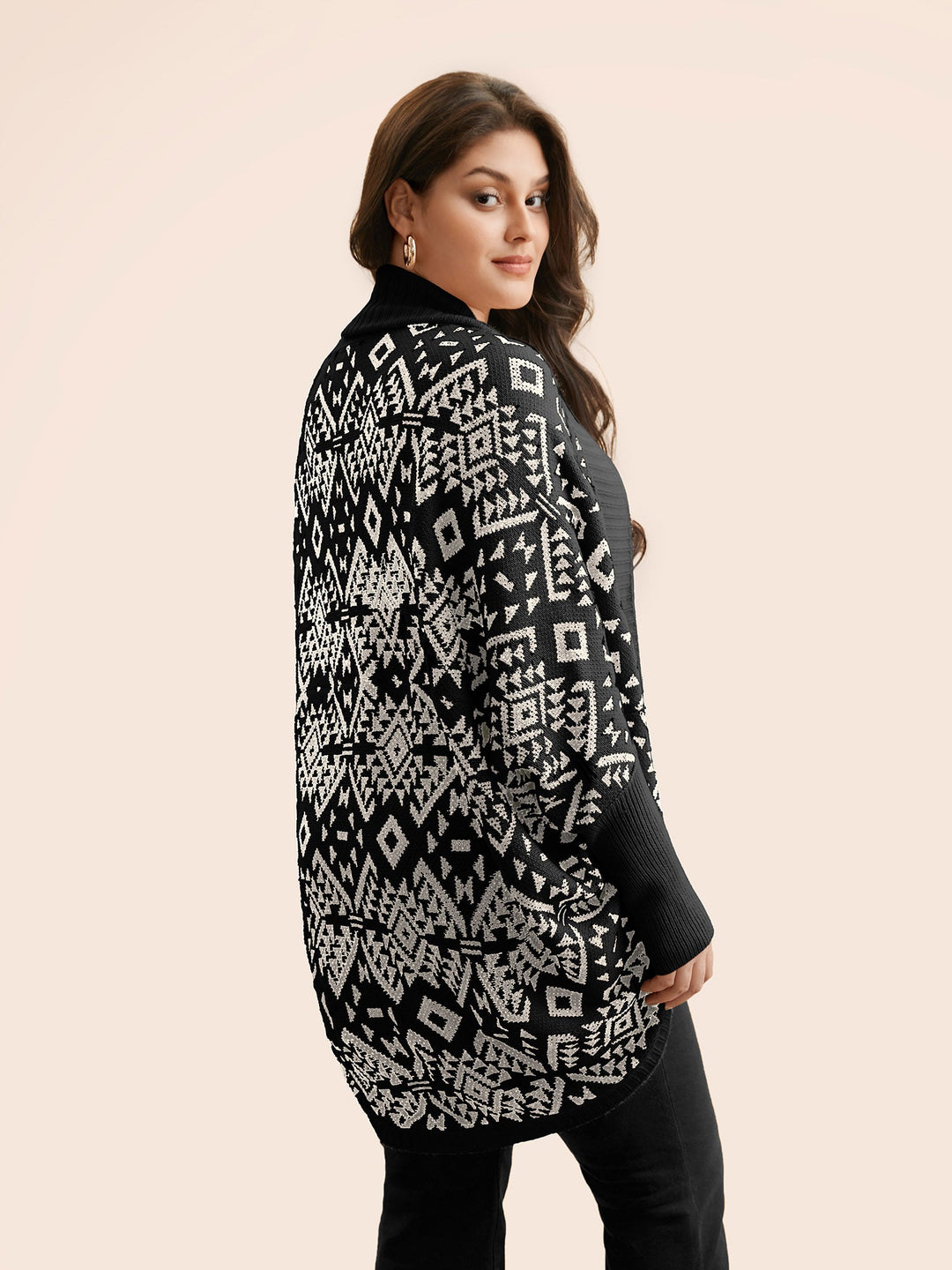 Bethany | Women’s geometric knit open-front cardigan