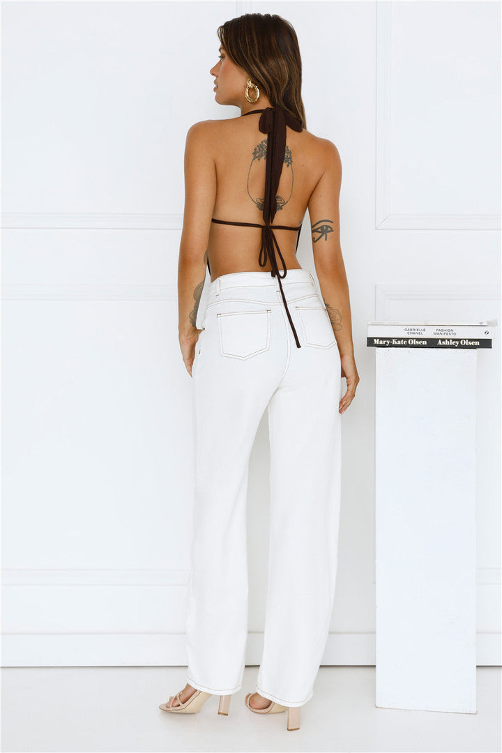 Jhana | Women’s low-rise horseshoe jeans with contrast stitching