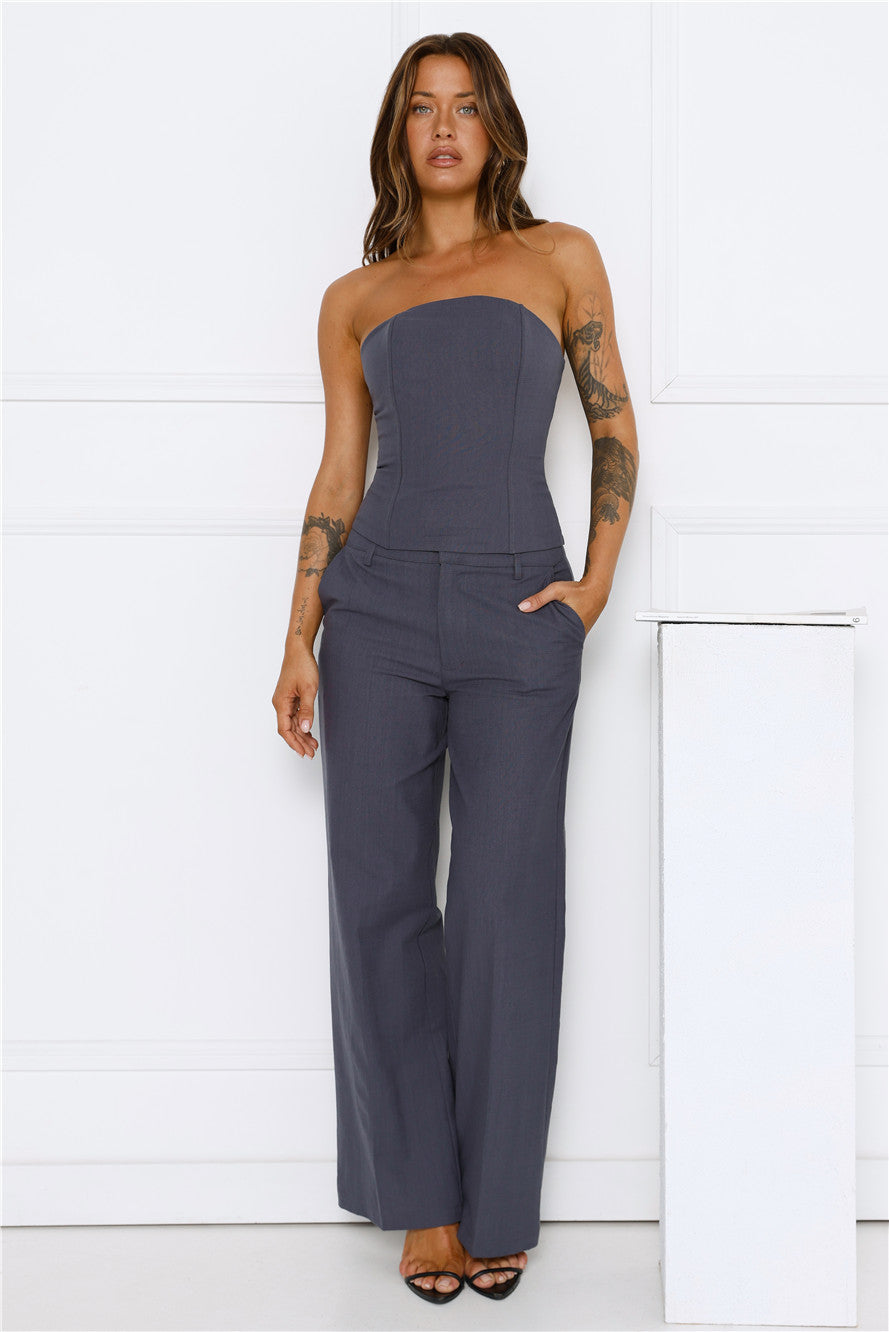 Susana | Women’s wide-leg cotton pants with tailored finish and side pockets