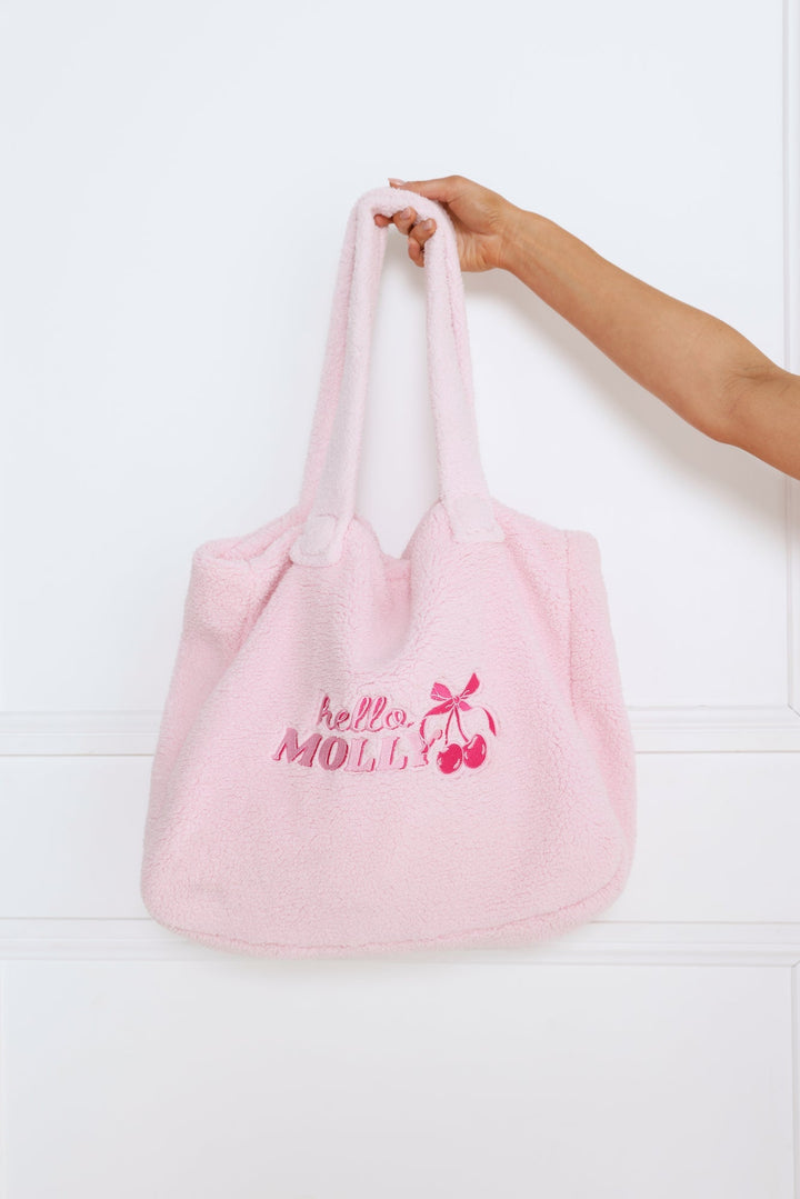 Russel | Women’s fluffy tote bag with embroidered detail