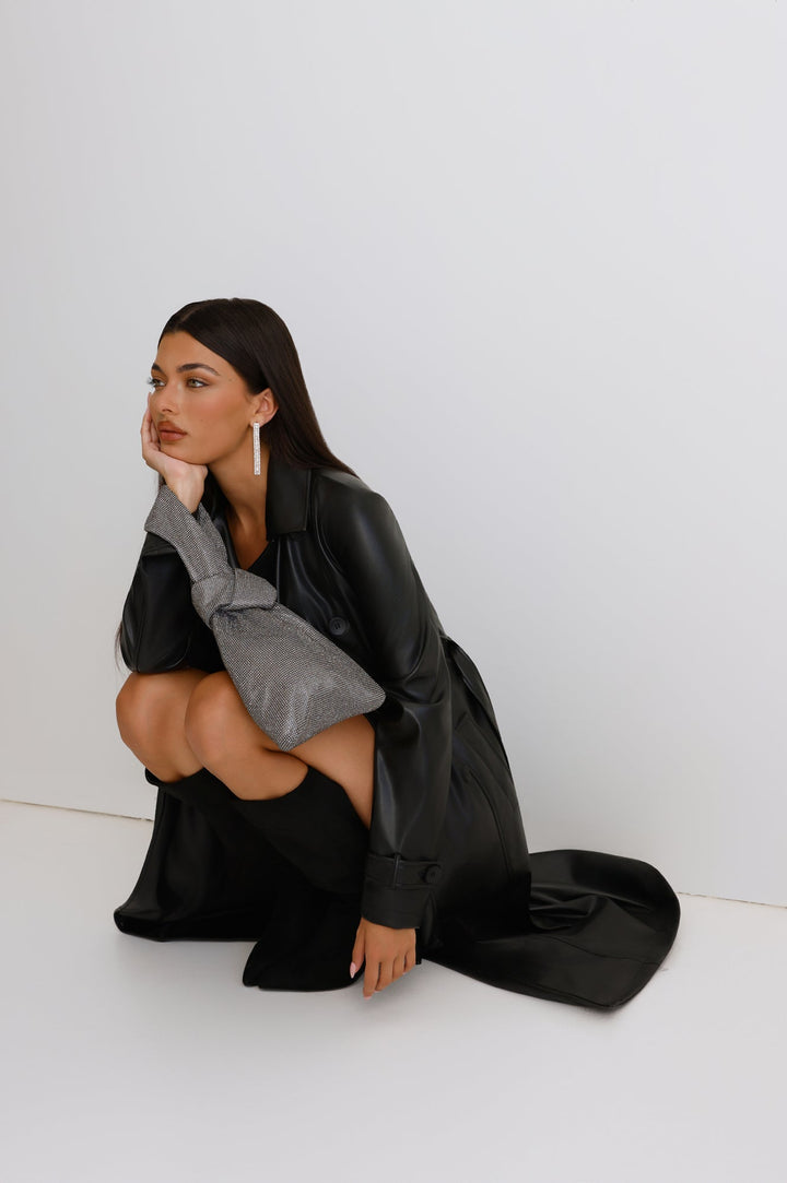 Crystel | Women’s rhinestone wristlet bag with gunmetal hardware