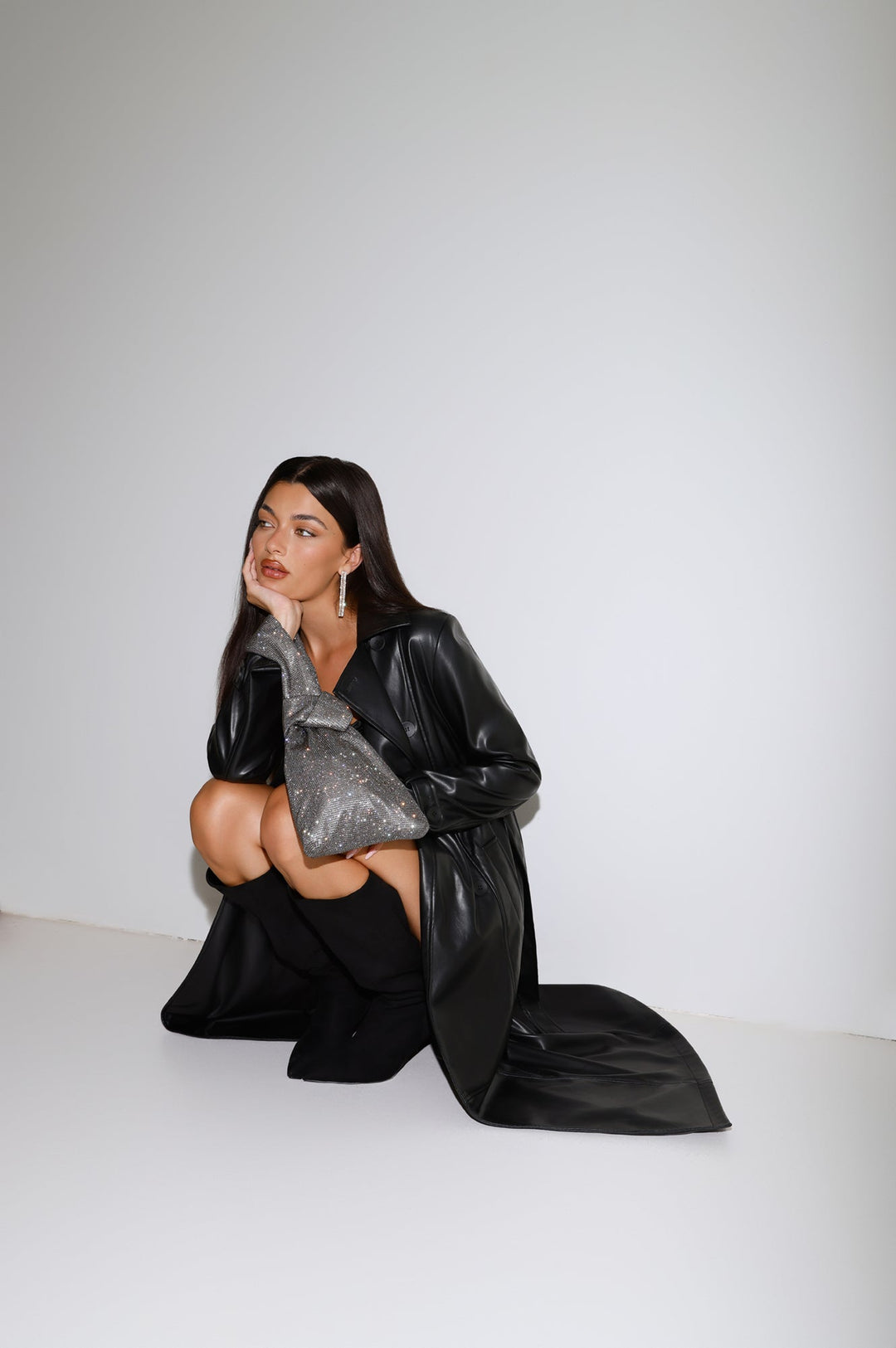 Crystel | Women’s rhinestone wristlet bag with gunmetal hardware