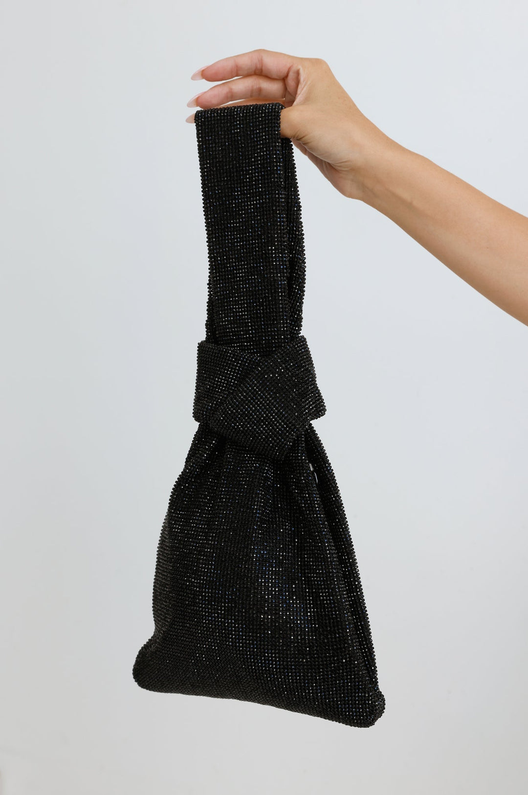 Camille | Women’s rhinestone wristlet bag with silver hardware