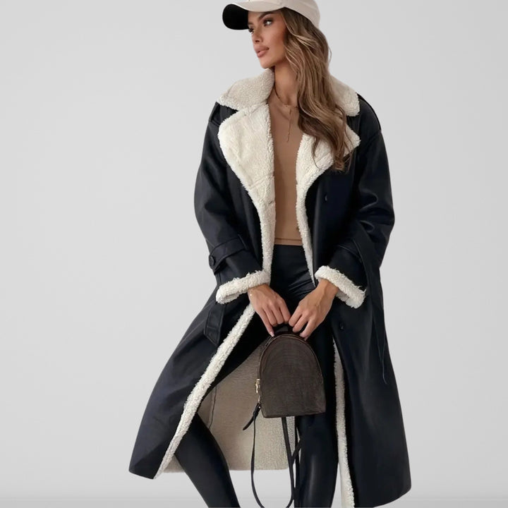 Lalaine | Women’s long wool-blend coat with faux-fur lining