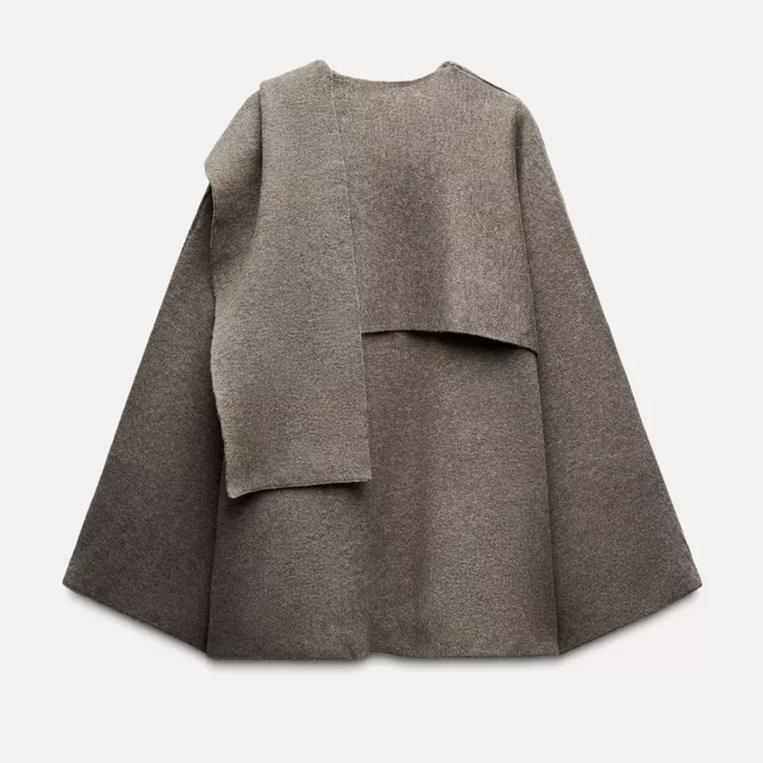 Nori | Women’s cape coat with asymmetrical cut and minimalist design