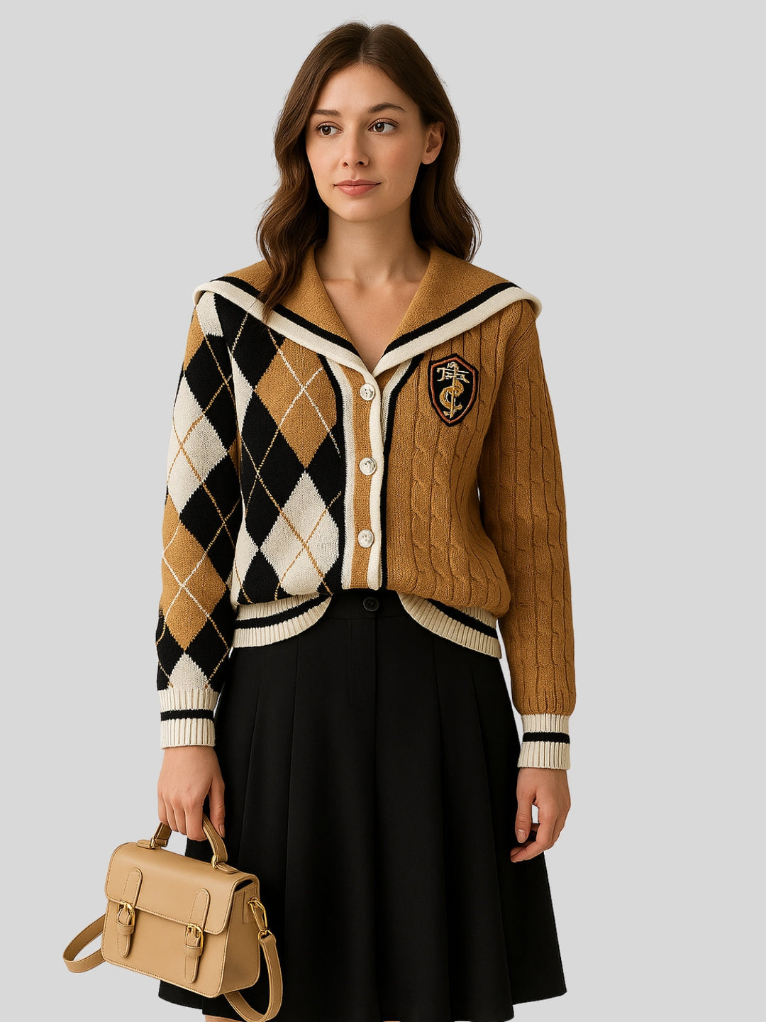 Rhian | Women's college style cardigan and skirt set