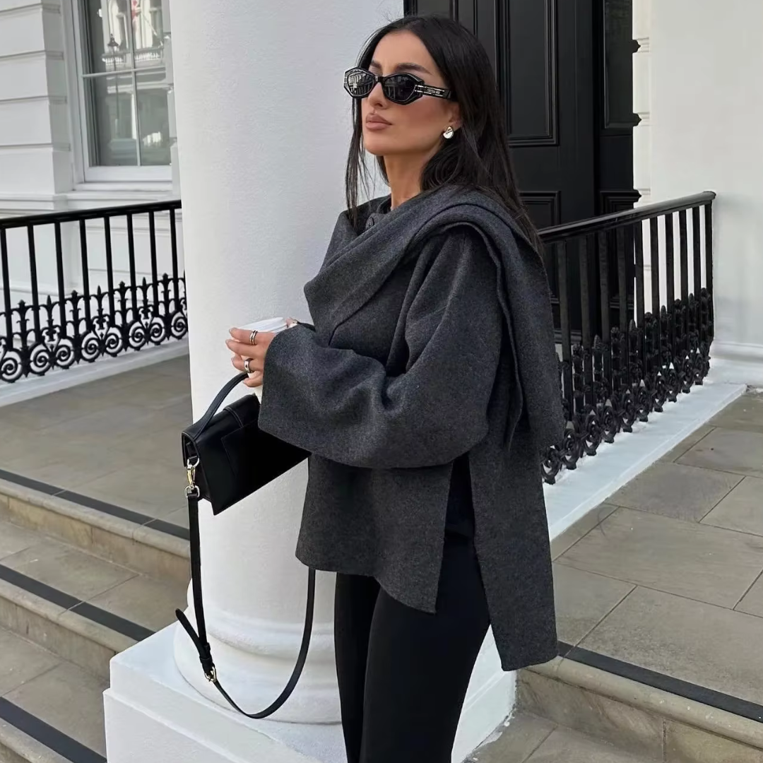 Nori | Women’s cape coat with asymmetrical cut and minimalist design