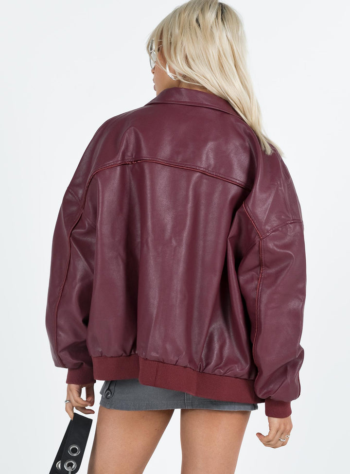 Lovee | Women’s oversized faux leather bomber jacket