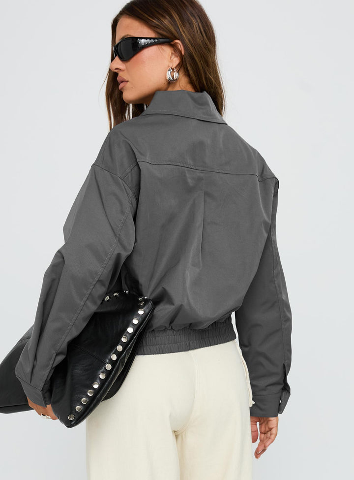 Jean | Women’s oversized bomber jacket with zip front and ribbed waistband