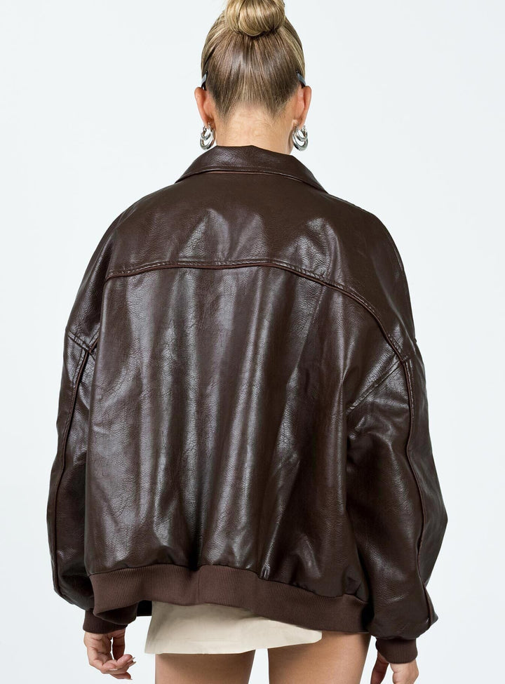 Xyrill | Women’s washed faux leather zip-up bomber jacket
