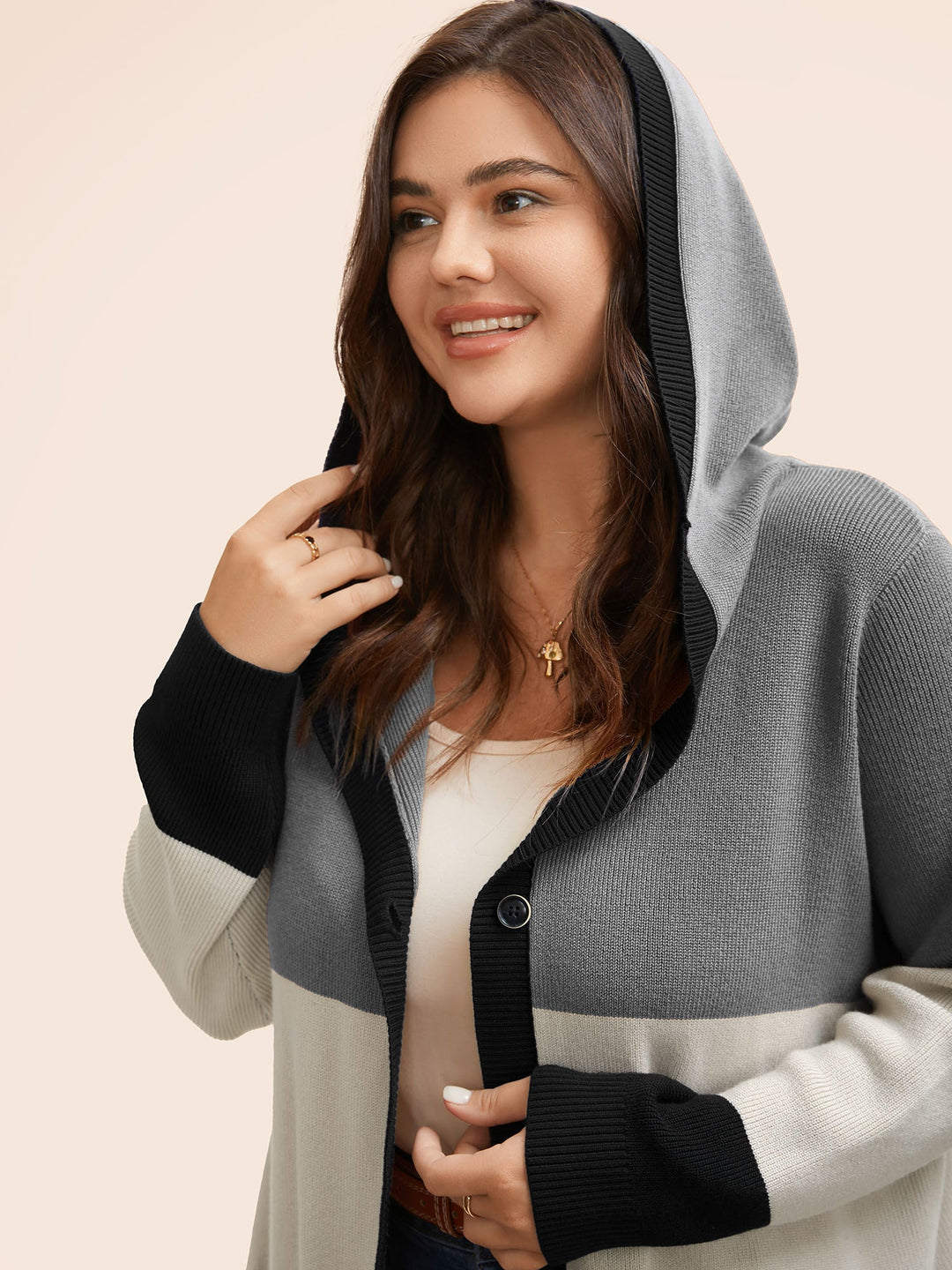 Amira | Women’s color block hooded knit cardigan