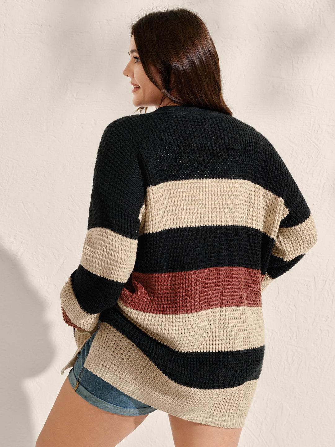 Brylee | Women’s open-front striped knit cardigan