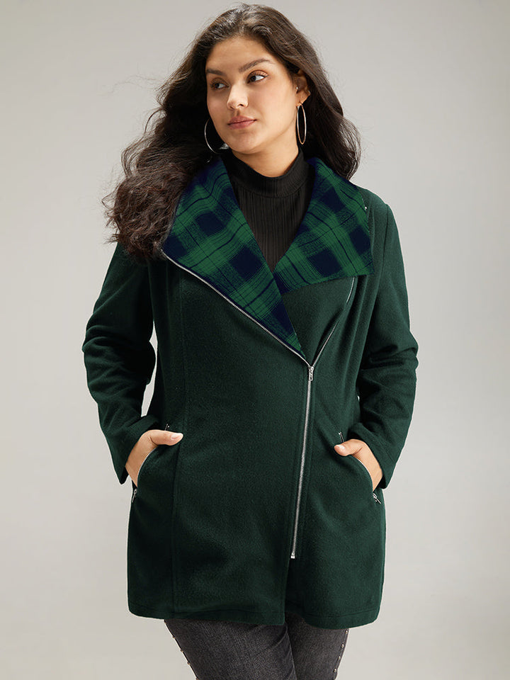 Virginia | Women’s plaid patchwork lapel collar zipper coat