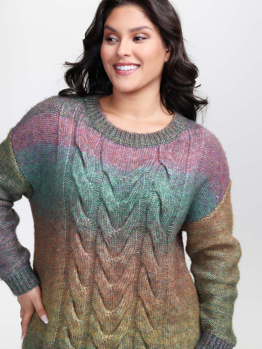 Courtney | Women’s ombre cable knit pullover sweater