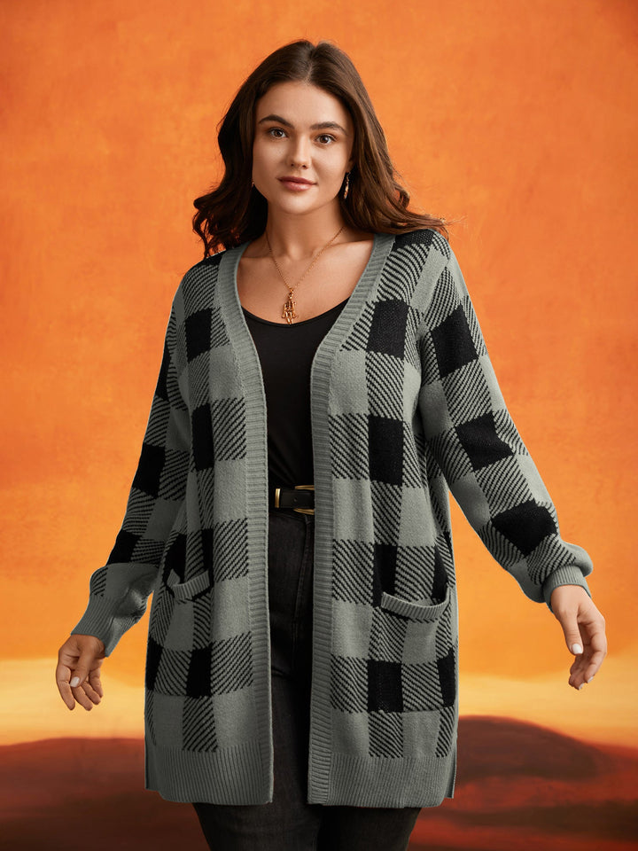 Cynthia | Women’s plaid open-front knit cardigan