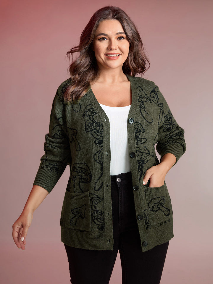 Charity | Women’s mushroom print button-front cardigan