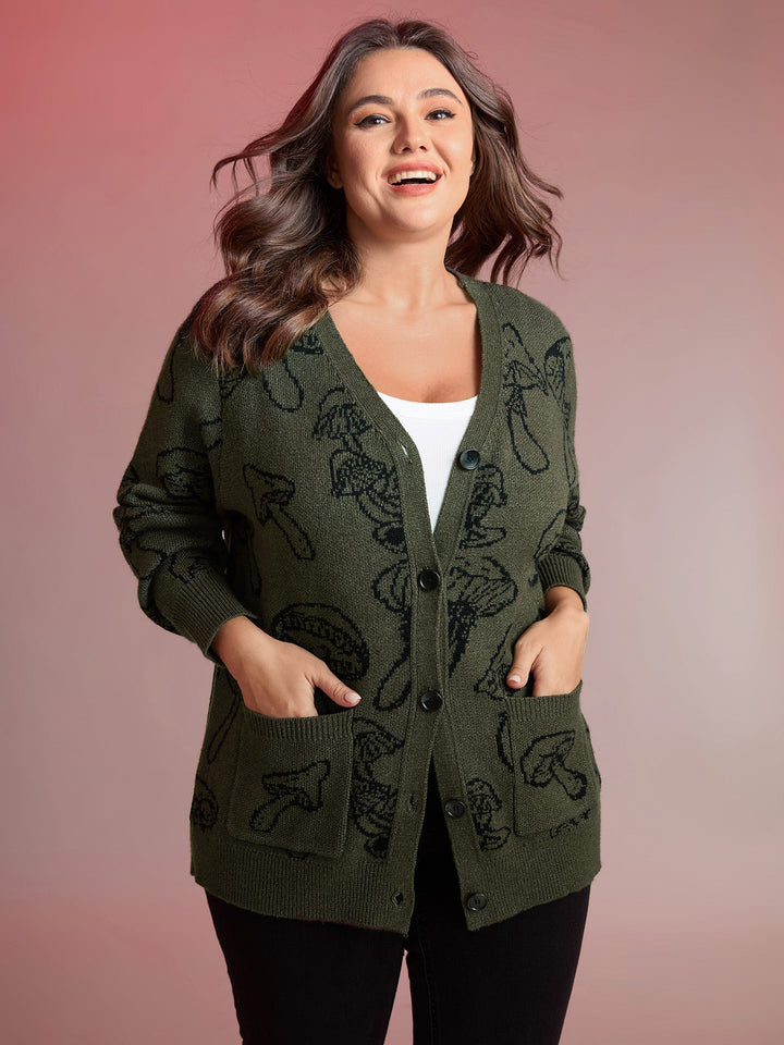 Charity | Women’s mushroom print button-front cardigan