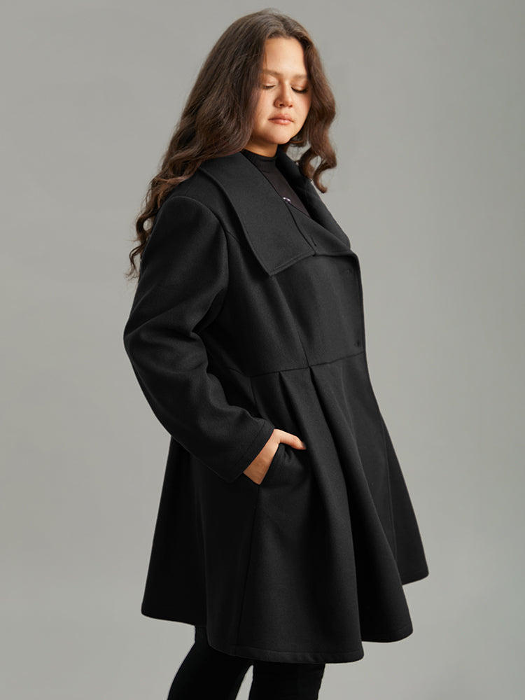 Waverly | Women’s plain button up pocket asymmetrical lapel collar coat