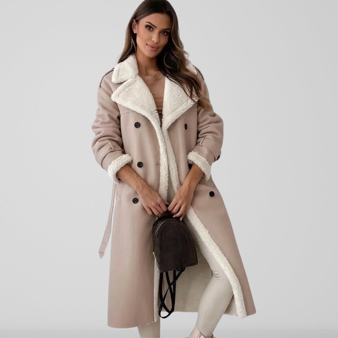Lalaine | Women’s long wool-blend coat with faux-fur lining