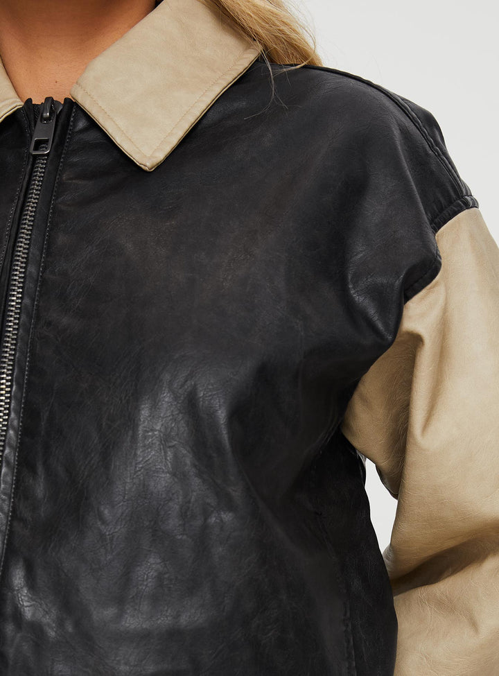 Jamilla | Women’s two-tone faux leather bomber jacket