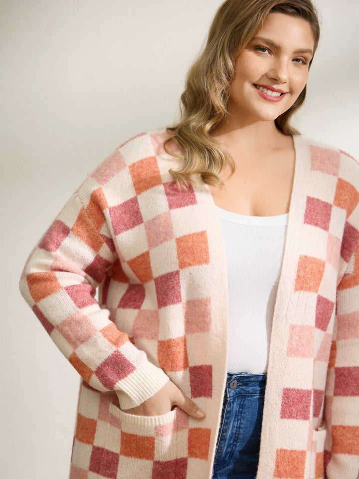 Aspen | Women’s checkered open-front knit cardigan