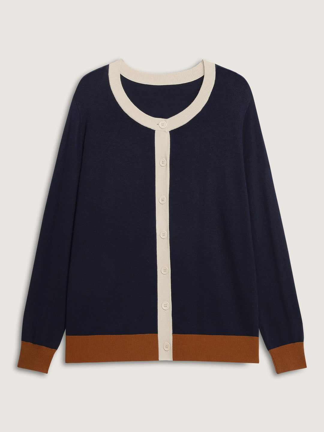 Anastacia | Women’s button-front contrast trim knit cardigan