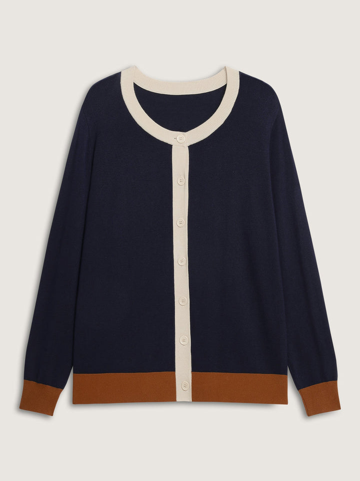 Anastacia | Women’s button-front contrast trim knit cardigan