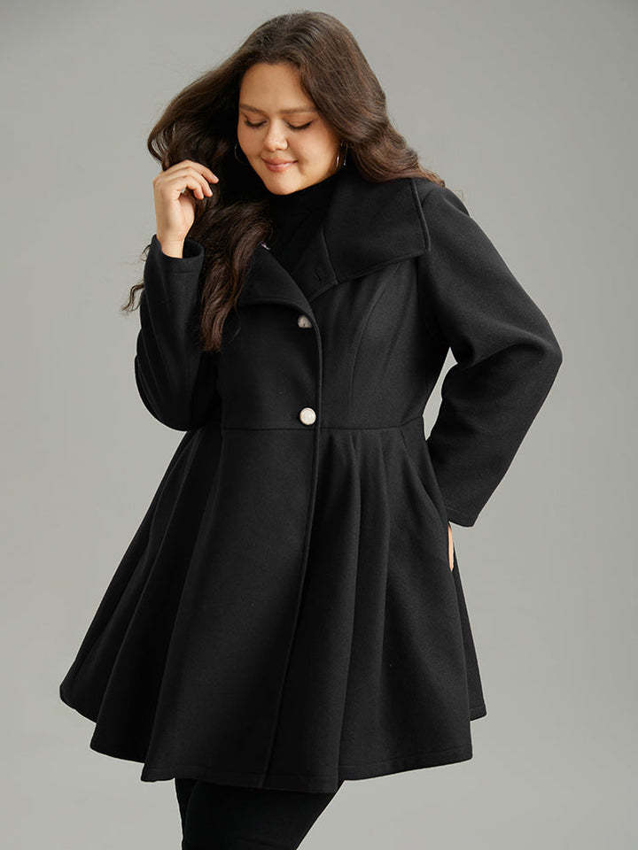 Waverly | Women’s plain button up pocket asymmetrical lapel collar coat