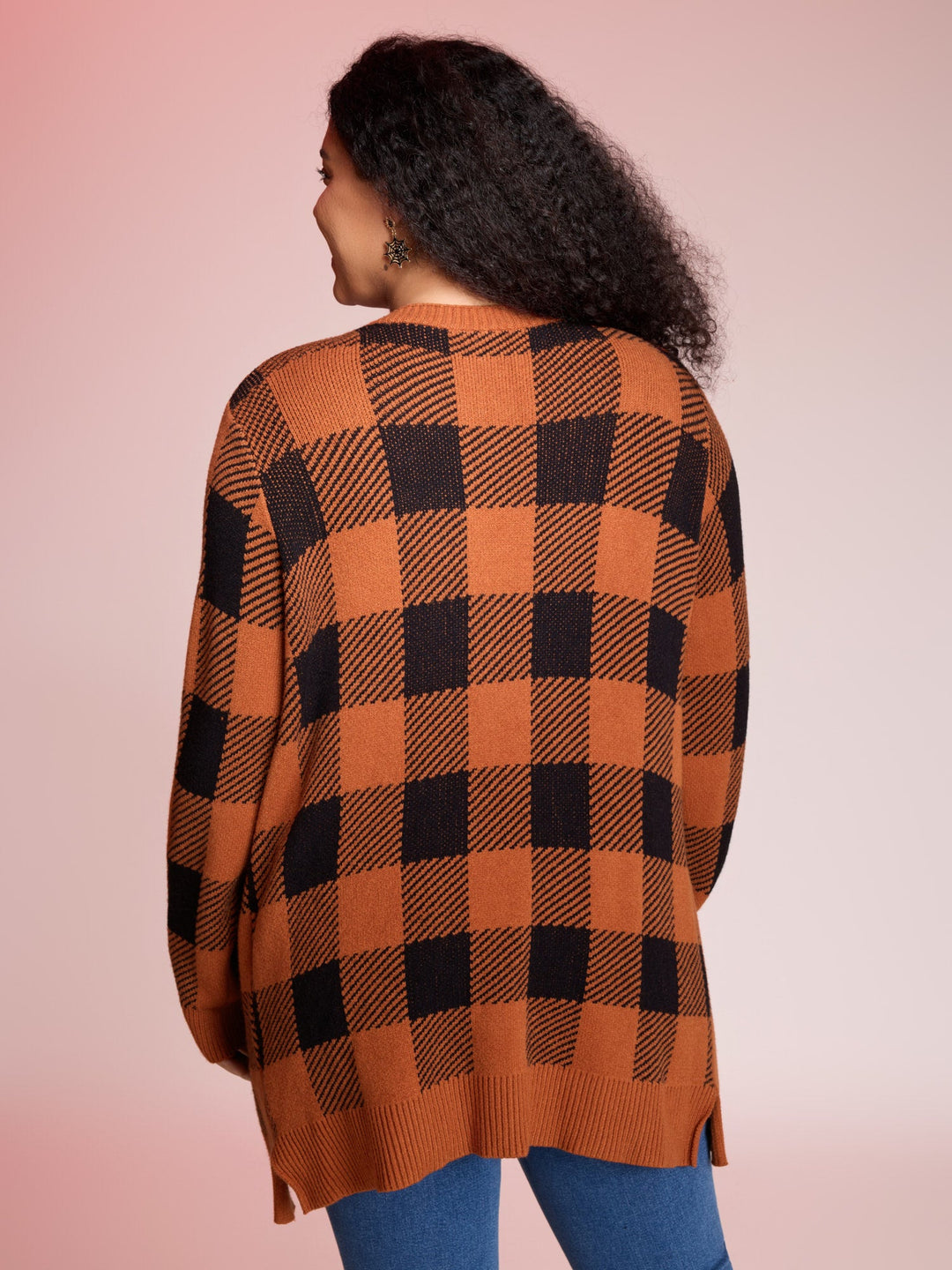 Cynthia | Women’s plaid open-front knit cardigan