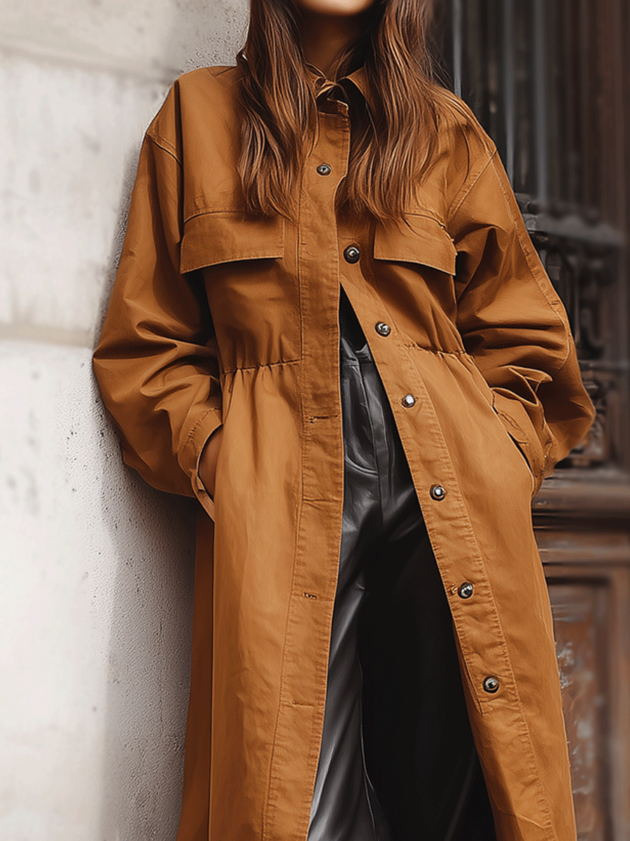 Bia | Women’s versatile long button trench coat
