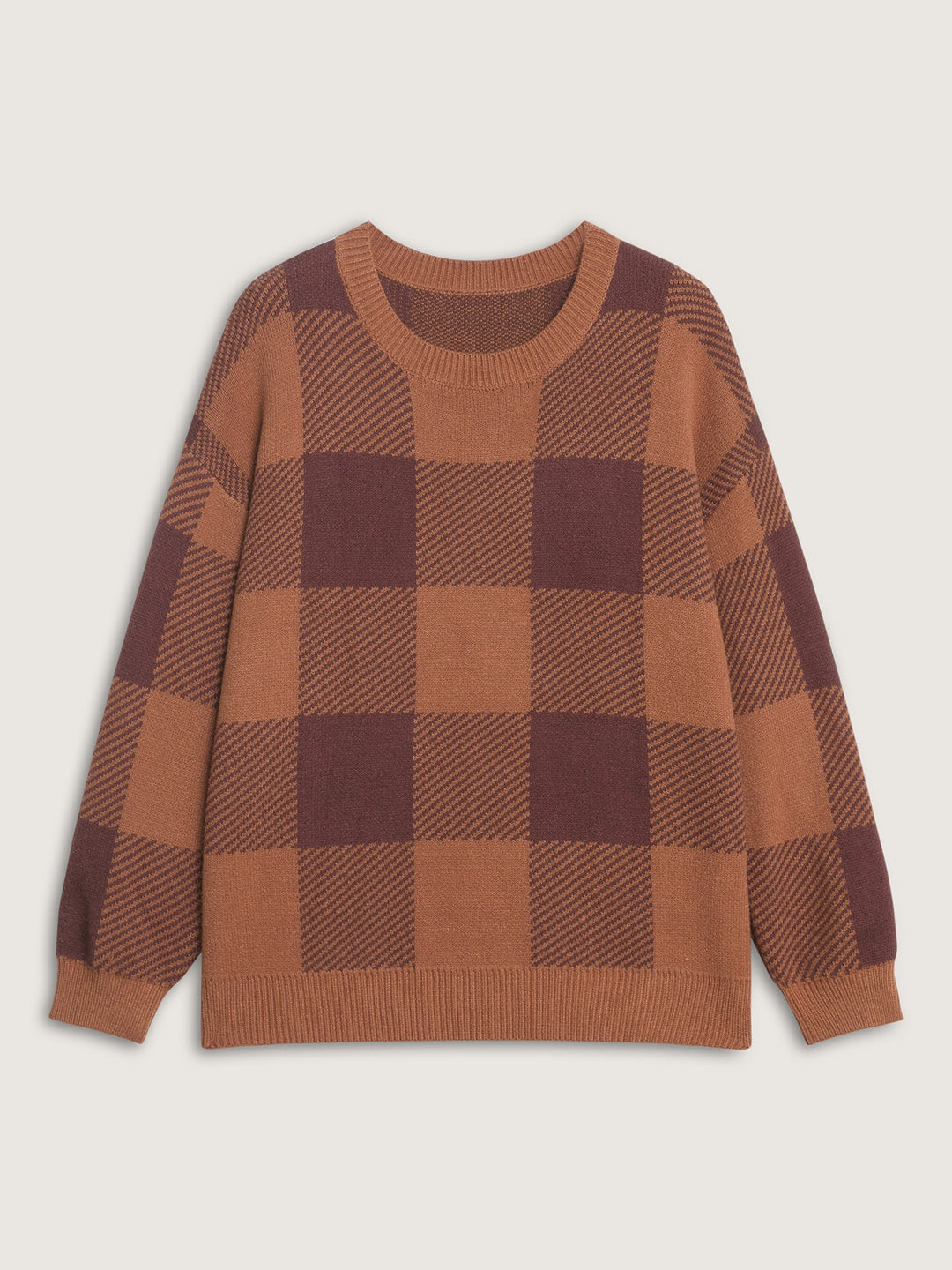 Bailey | Women’s checked crew neck knit sweater