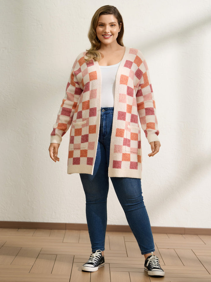 Aspen | Women’s checkered open-front knit cardigan