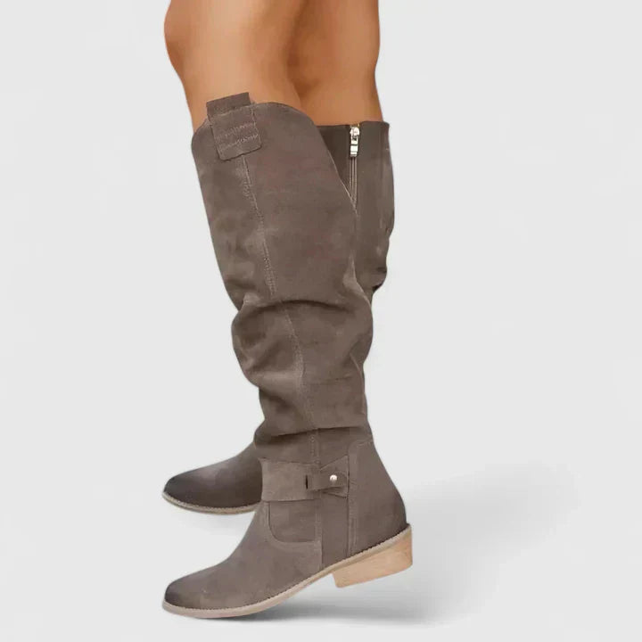 Sasha | Women’s knee-high boots with slouchy shaft and low stacked heel