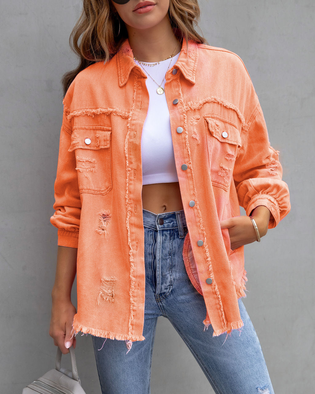 Nica | Women’s oversized denim jacket with distressed details and modern cut