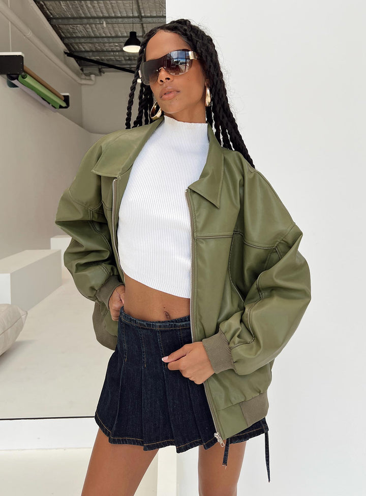Ayesha | Women’s oversized bomber jacket with zip front and ribbed cuffs
